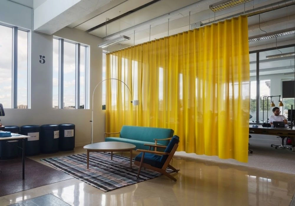 Yellow Office Curtains In Dubai Workspace