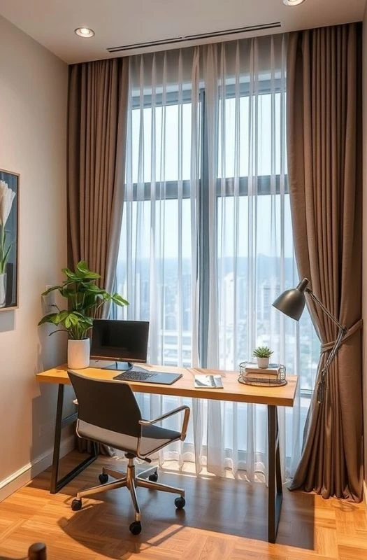 Brown Office Curtains In Dubai Studio