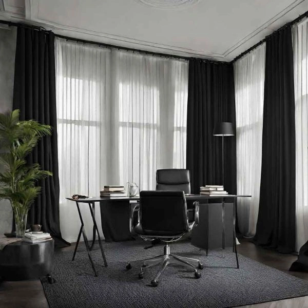 Black Office Curtains In Dubai Room