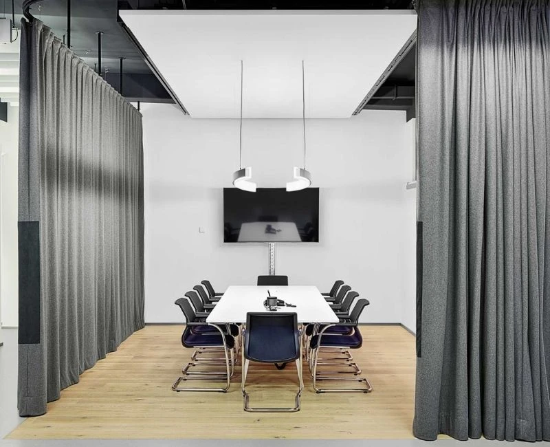 Grey Office Curtains In Dubai Workspace