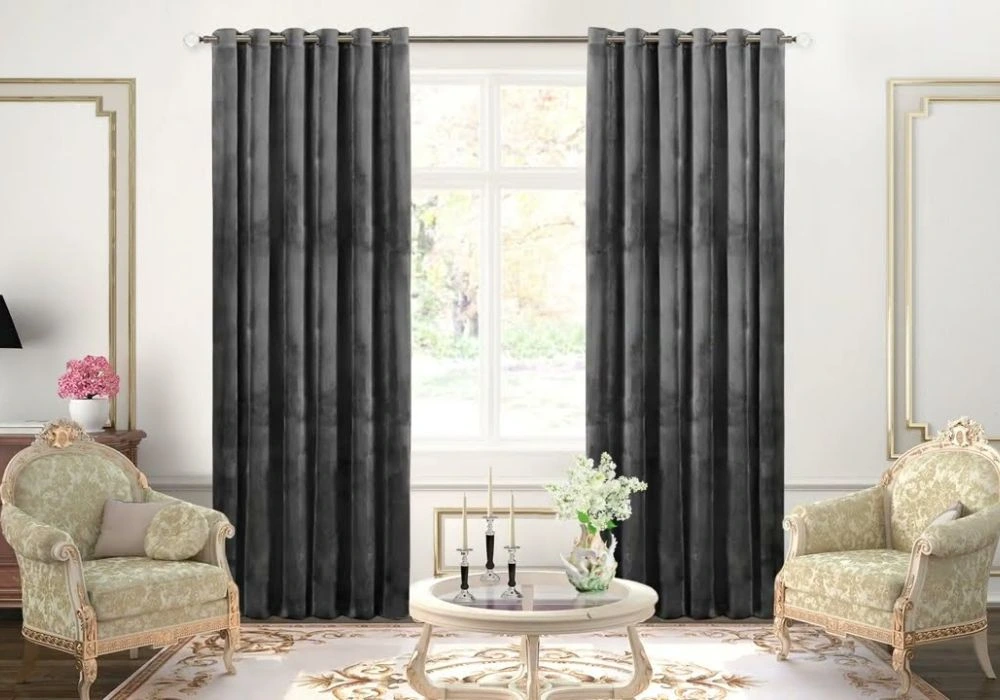 Velvet Eyelet Curtains In Dubai Room