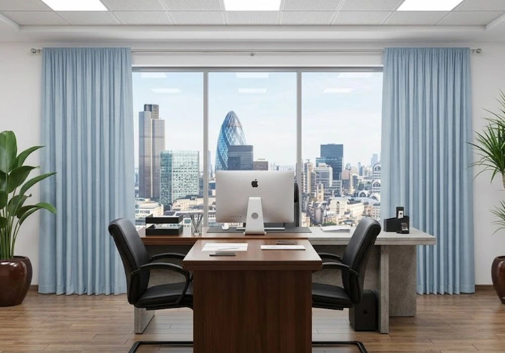 Blue Office Curtains In Dubai Executive