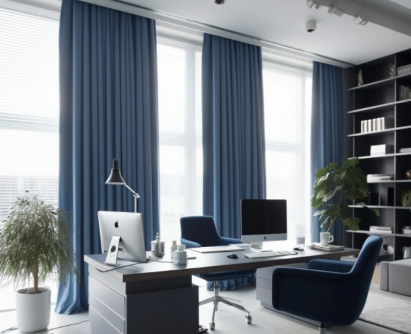 Blue Office Curtains In Dubai Executive