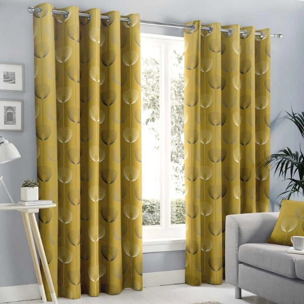 Yellow Eyelet Curtains In Dubai Home