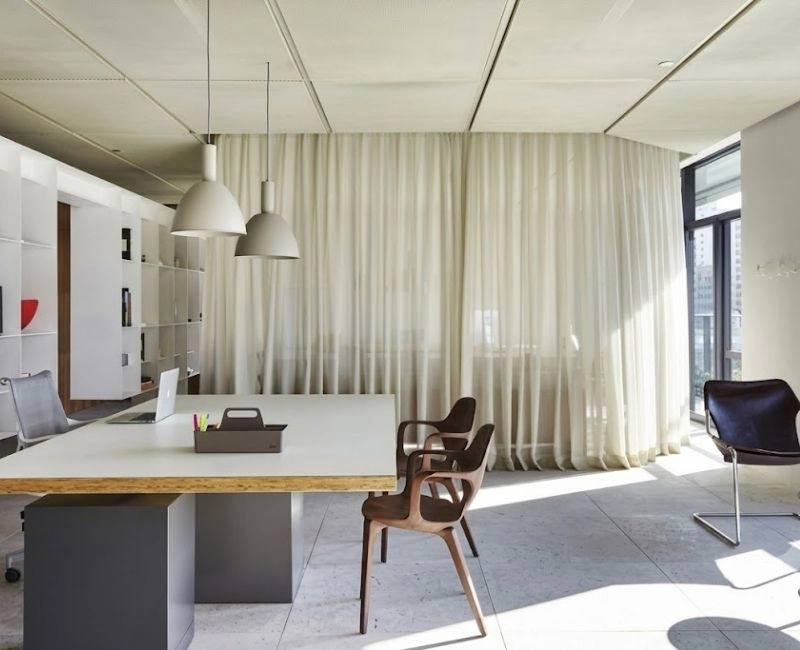 Cream Office Curtains In Dubai Studio