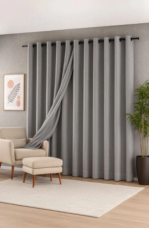 Grey Eyelet Curtains In Dubai Lounge