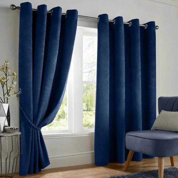 Blue Eyelet Curtains In Dubai Office
