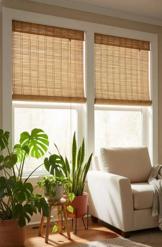 Cozy armchair bamboo window blinds Dubai