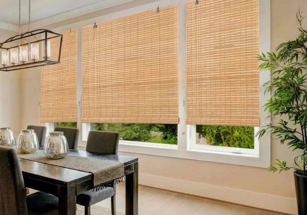 Natural light dining room bamboo blinds