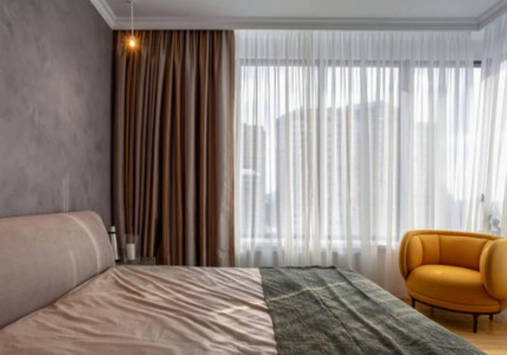 Elegant bedroom curtains with sheer drapes Dubai