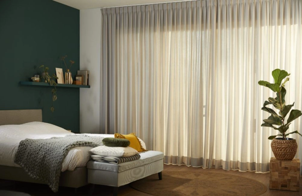Elegant bedroom sheer wave curtains Dubai