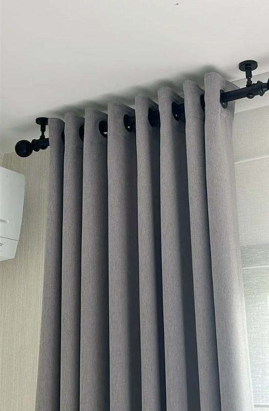 Modern black ceiling mount curtain accessories