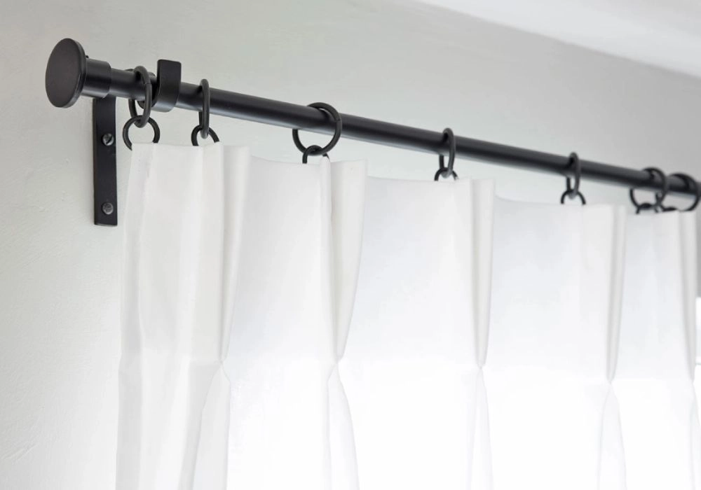 Minimalist black metal curtain accessories rods