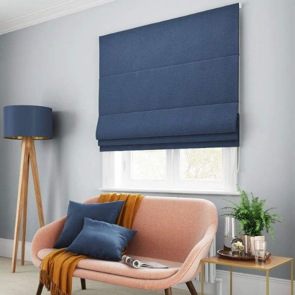 Plain dark blue navy roman blind