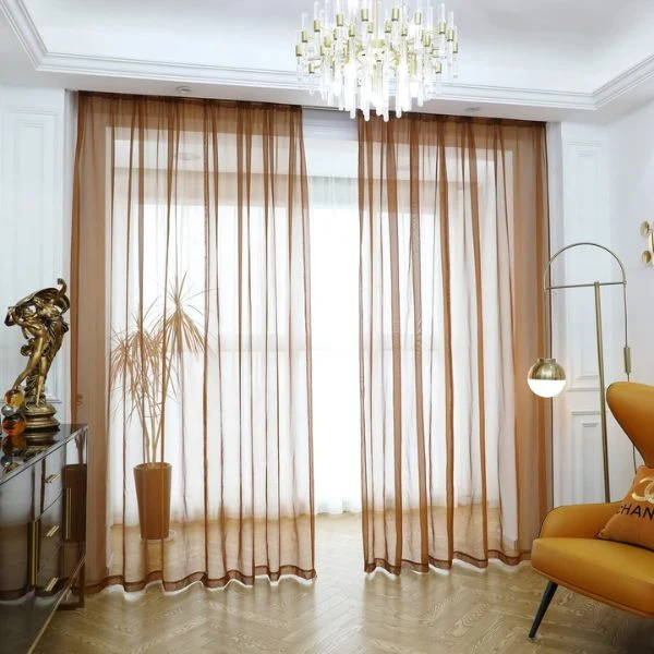Premium brown sheer curtains luxury indoor lounge