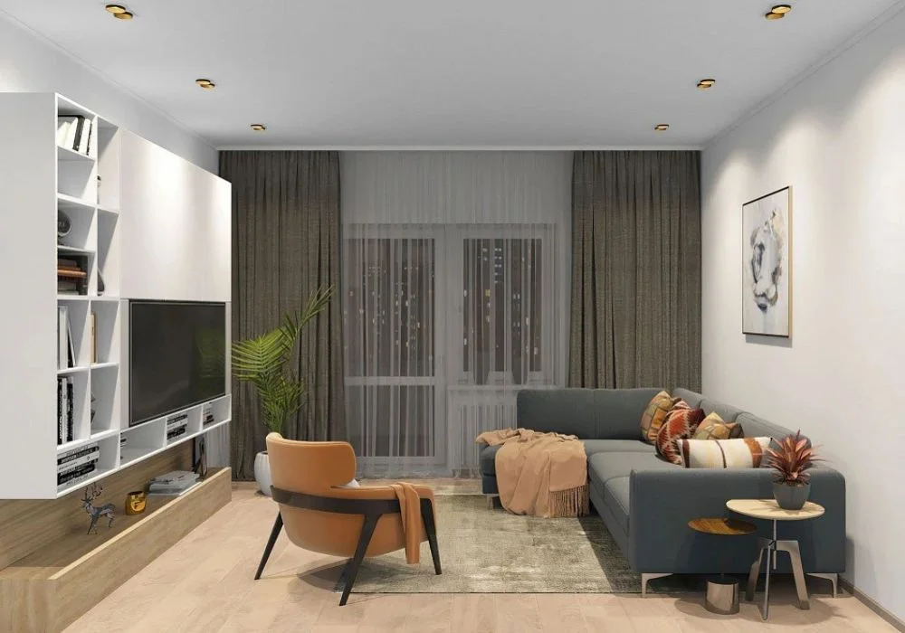 Sleek brown soundproof curtains living room