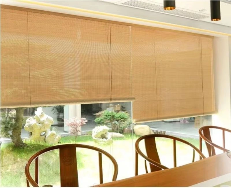 Large glass window bamboo blinds Dubai