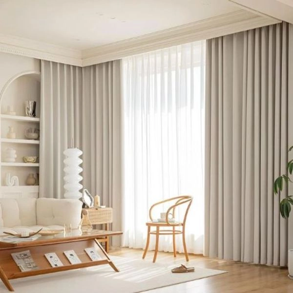 Elegant cream curtains for living room Dubai