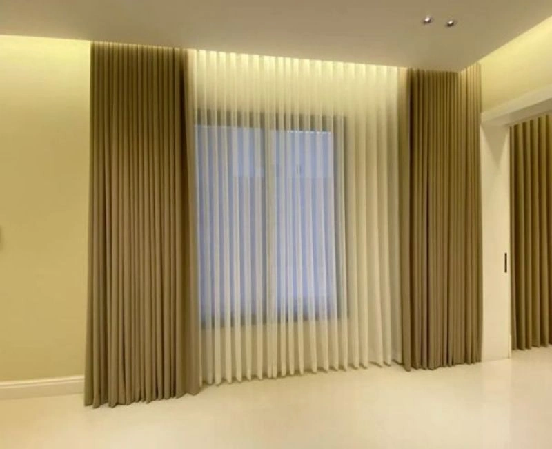 Minimalist cream soundproof curtains for windows