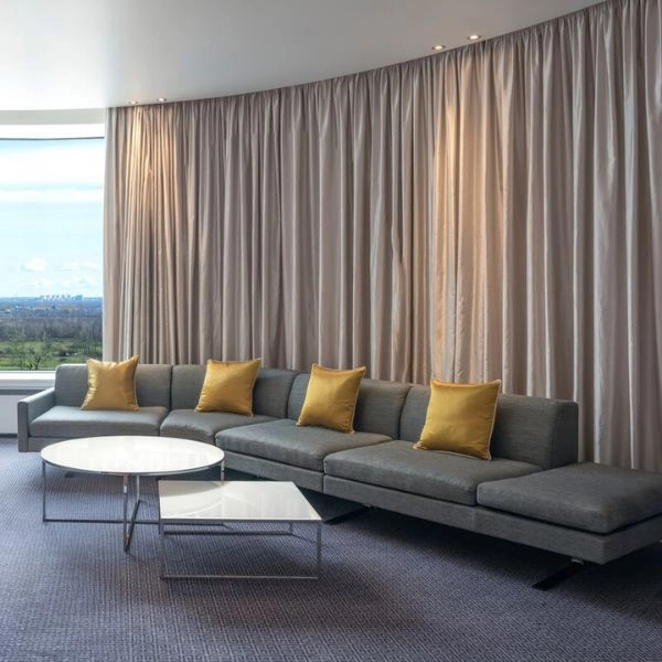 Curved wall living room curtains luxury interior