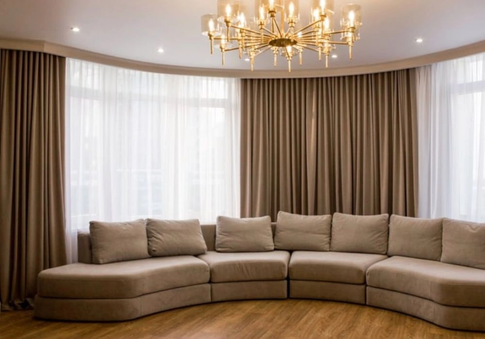 Luxury curved tracking curtains for lounges Dubai