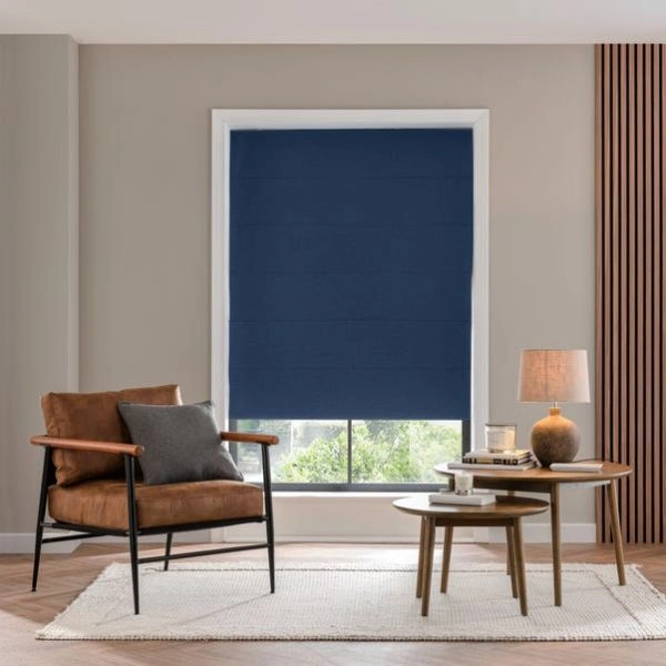 Dark blue living room blackout blinds