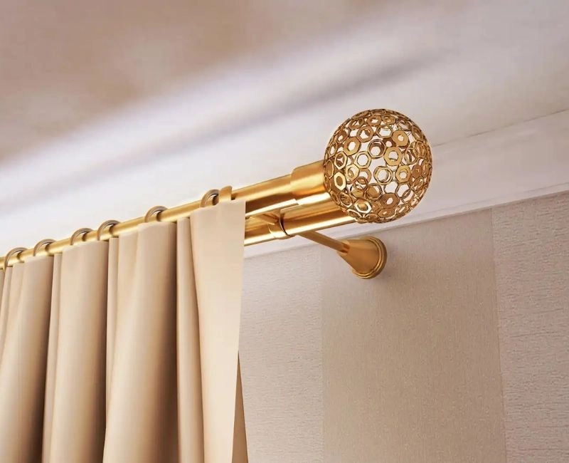 Ornate gold curtain accessories hollow finials