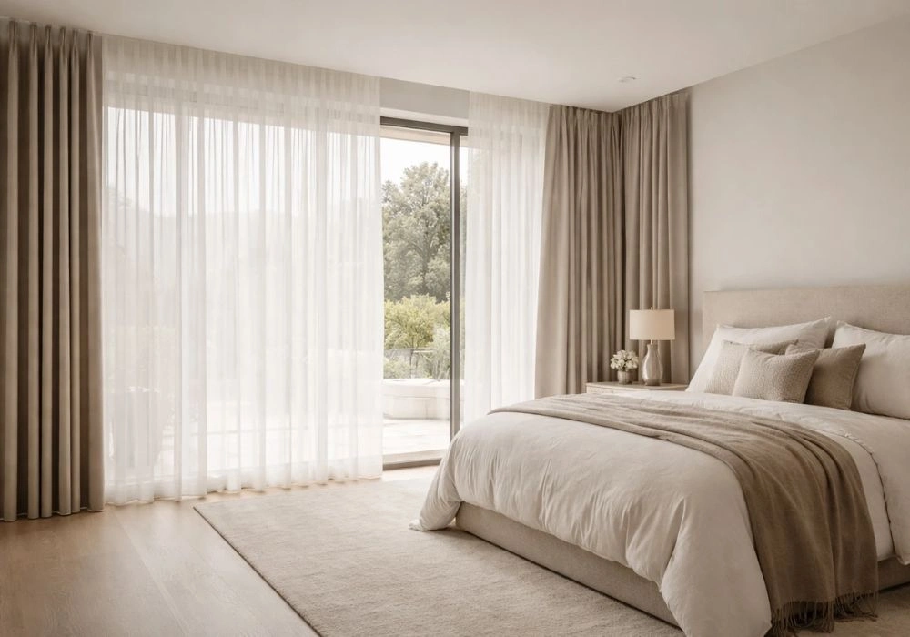 Luxury double layer curtains for master bedroom