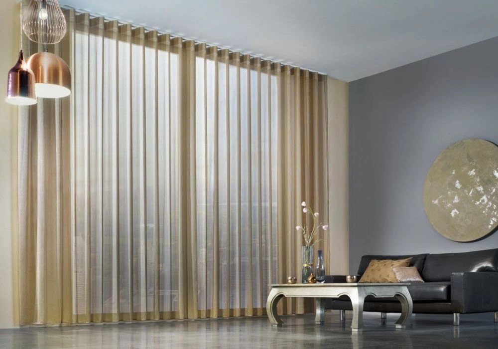Golden sheer curtains for luxury lounge Dubai
