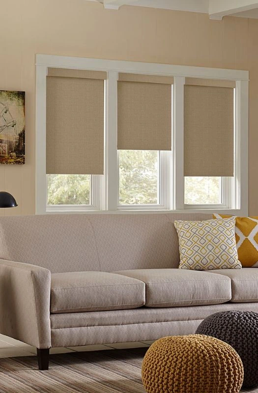 Light brown living room blackout blinds