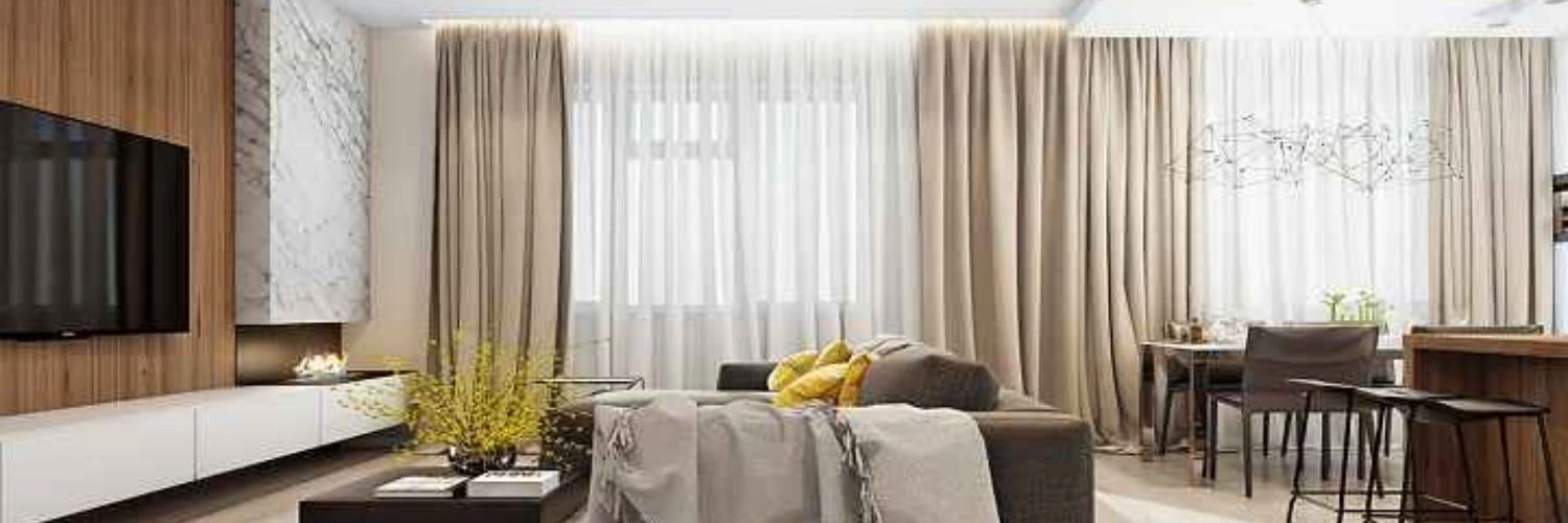 Premium neutral living room curtains open plan