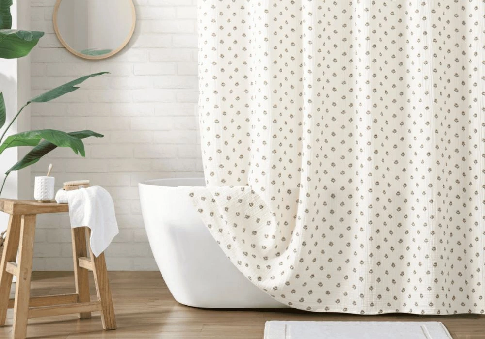 Off white small motif shower curtain
