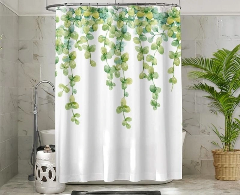 Green hanging vines printed shower curtain