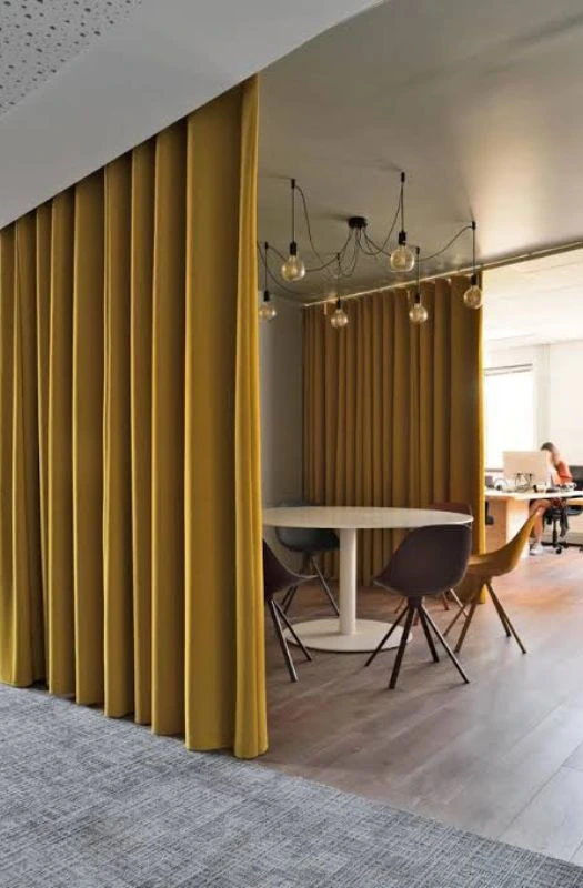 Mustard soundproof curtains office meeting room