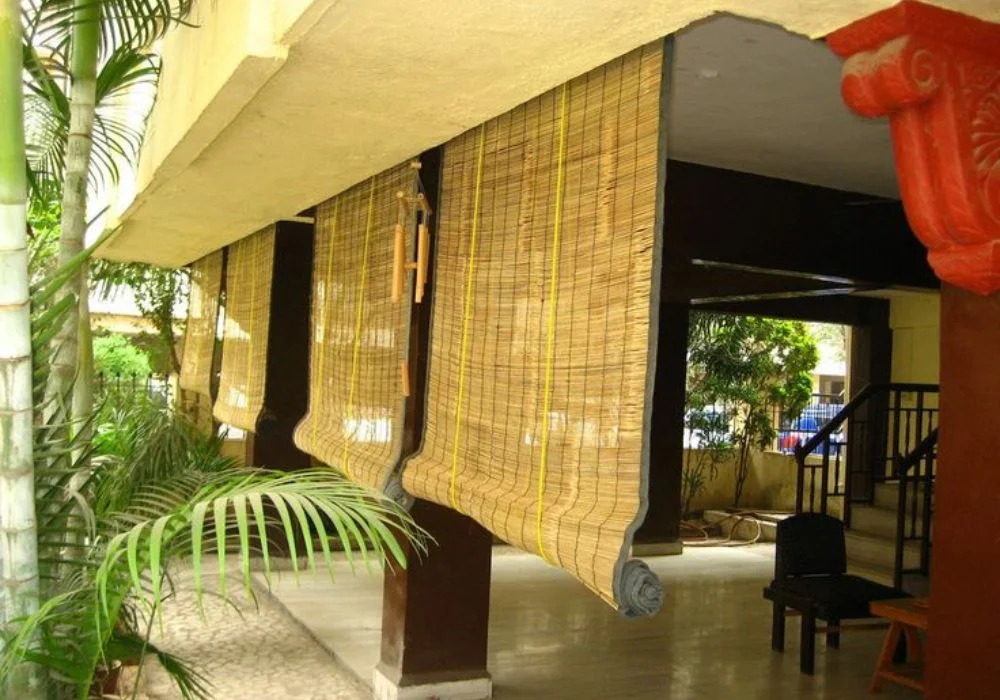Outdoor porch bamboo chic roller blinds