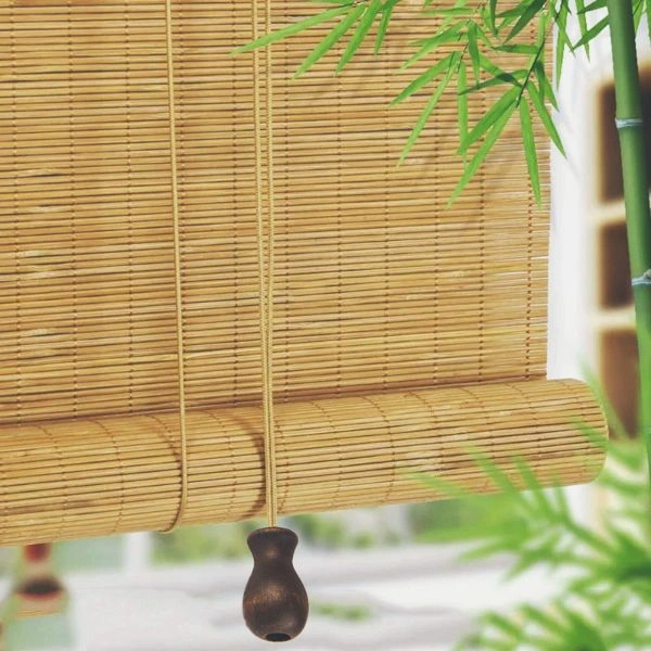 Roll up bamboo blind pulley detail