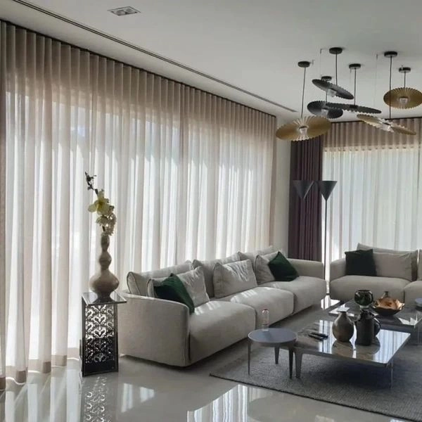 Elegant sheer living room curtains luxury apartment