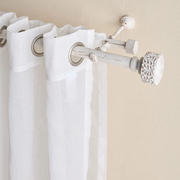 Vintage white curtain accessories double rods