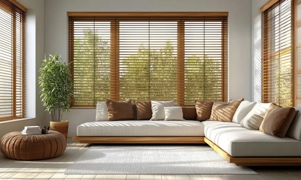 Teak wooden Venetian blinds modern lounge