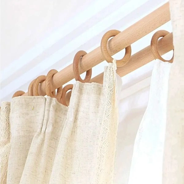 Natural wooden curtain accessories rings rods