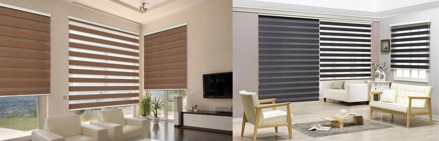 Brown and grey zebra blinds collection