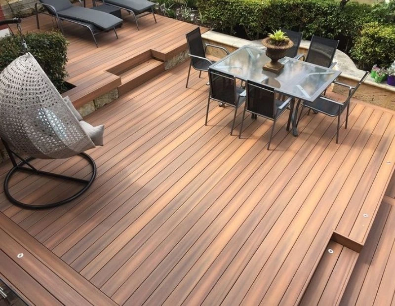 Backyard patio deck with WPC composite boards