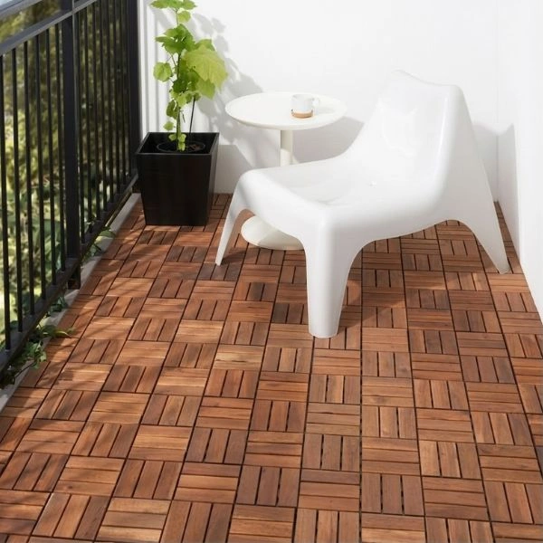 Small balcony with teak wood deck tiles
