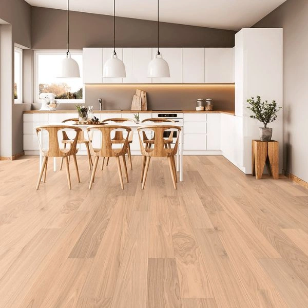 Bright modern kitchen with light wood floor