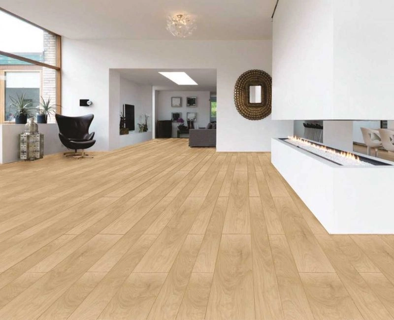 Blonde pine wood flooring living hall