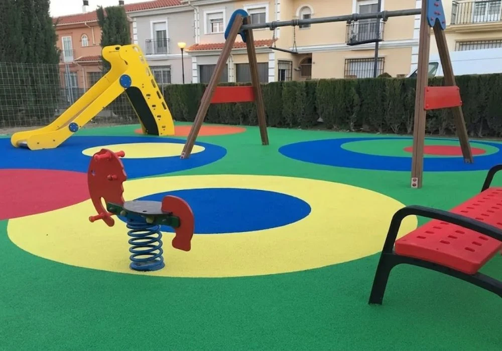 Green yellow blue EPDM rubber playground floor