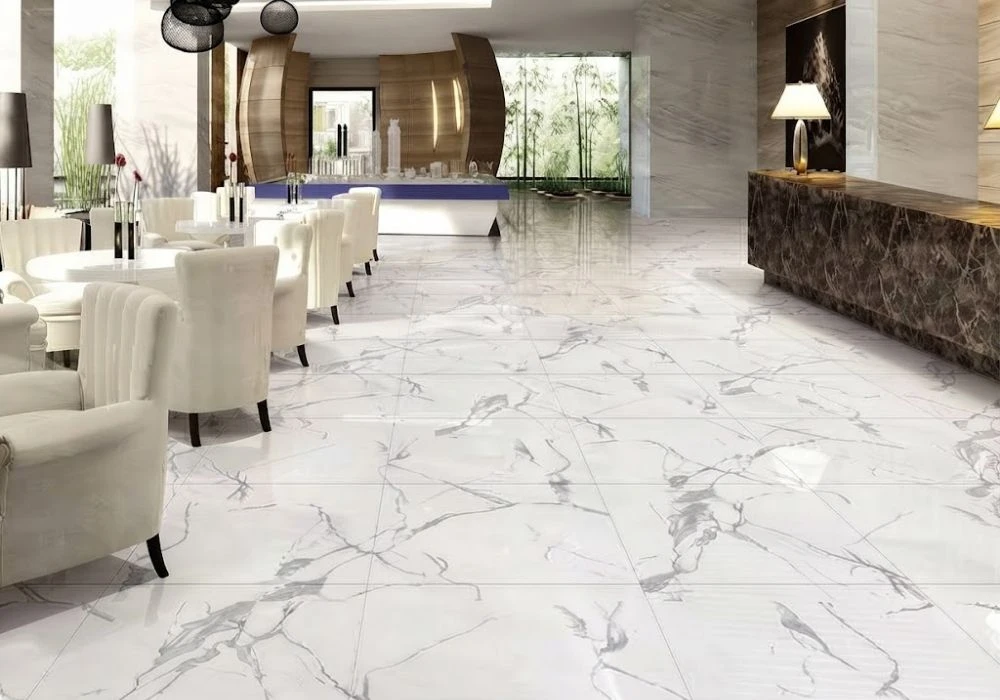 Commercial white marble style ceramic floor tiles