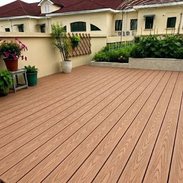 Light brown composite wood outdoor decking