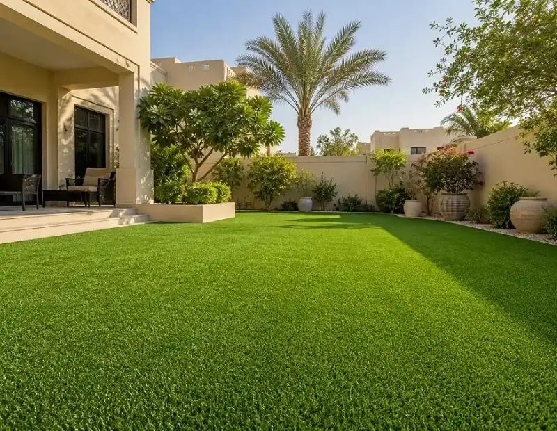 Custom artificial grass installation in Dubai villa