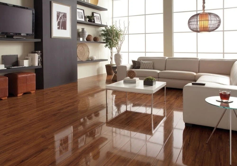 Custom mahogany laminate flooring in Dubai home